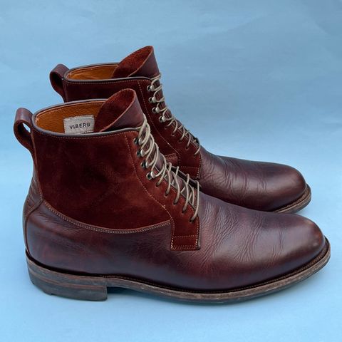 View photo of Viberg Country Boot in C.F. Stead Polo Brown Classic Oiled Shoulder