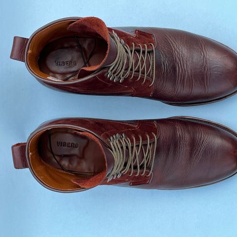 View photo of Viberg Country Boot in C.F. Stead Polo Brown Classic Oiled Shoulder