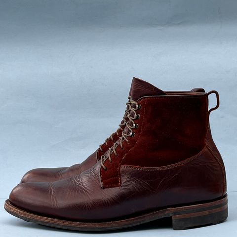 View photo of Viberg Country Boot in C.F. Stead Polo Brown Classic Oiled Shoulder