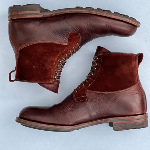 View photo of Viberg Country Boot in C.F. Stead Polo Brown Classic Oiled Shoulder