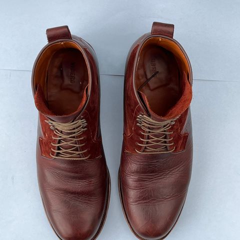 View photo of Viberg Country Boot in C.F. Stead Polo Brown Classic Oiled Shoulder