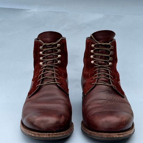 View photo of Viberg Country Boot in C.F. Stead Polo Brown Classic Oiled Shoulder