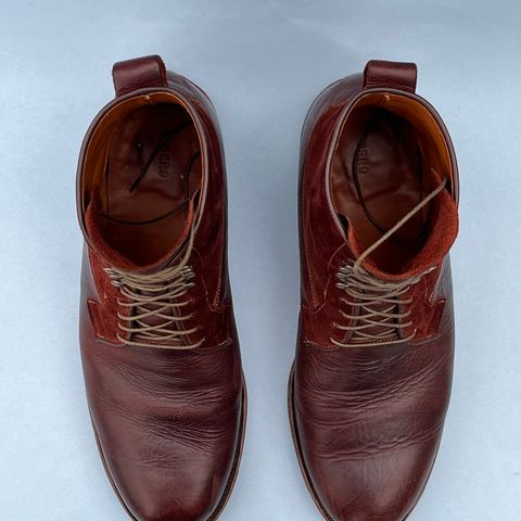 View photo of Viberg Country Boot in C.F. Stead Polo Brown Classic Oiled Shoulder