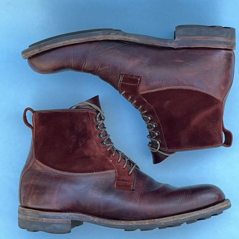 View photo of Viberg Country Boot in C.F. Stead Polo Brown Classic Oiled Shoulder