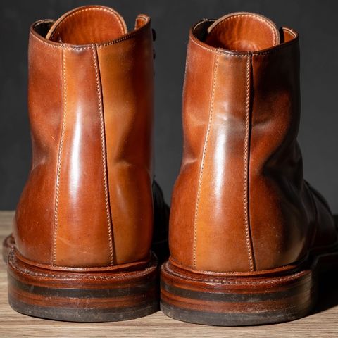 View photo of Grant Stone Edward Boot in Horween Honey Glazed Shell Cordovan