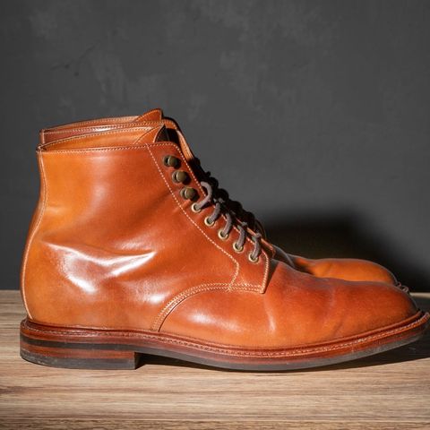 View photo of Grant Stone Edward Boot in Horween Honey Glazed Shell Cordovan