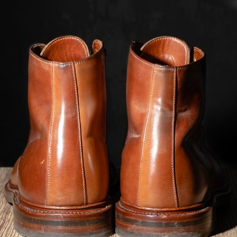 View photo of Grant Stone Edward Boot in Horween Honey Glazed Shell Cordovan