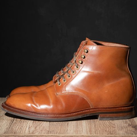 View photo of Grant Stone Edward Boot in Horween Honey Glazed Shell Cordovan