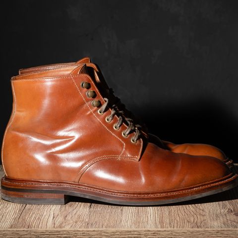 View photo of Grant Stone Edward Boot in Horween Honey Glazed Shell Cordovan