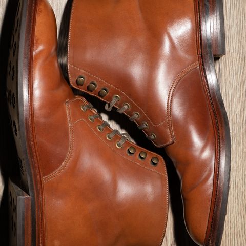 View photo of Grant Stone Edward Boot in Horween Honey Glazed Shell Cordovan