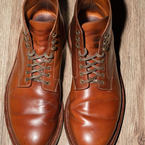 View photo of Grant Stone Edward Boot in Horween Honey Glazed Shell Cordovan