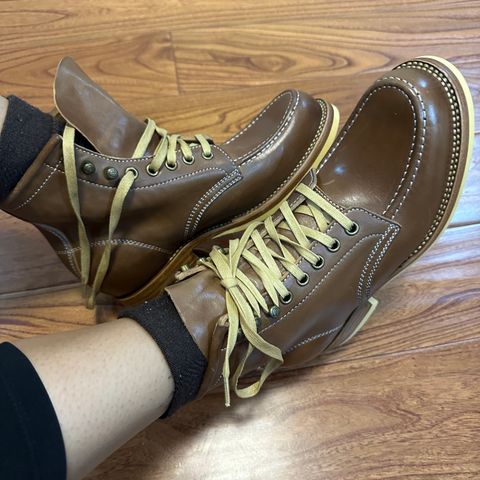 Flame Panda Moc Toe in Shinki Tan Latigo Horsehide
