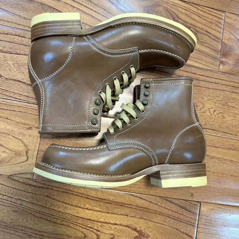 Flame Panda Moc Toe in Shinki Tan Latigo Horsehide