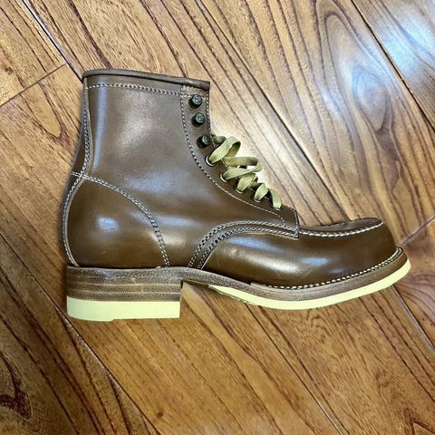 Flame Panda Moc Toe in Shinki Tan Latigo Horsehide