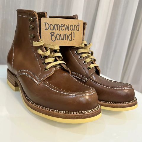 Flame Panda Moc Toe in Shinki Tan Latigo Horsehide