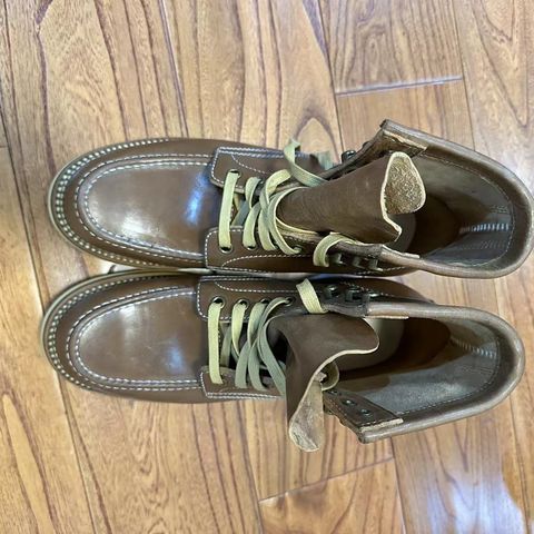 Flame Panda Moc Toe in Shinki Tan Latigo Horsehide