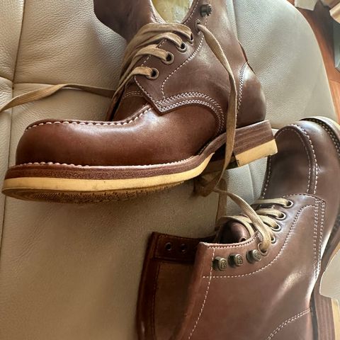 Flame Panda Moc Toe in Shinki Tan Latigo Horsehide