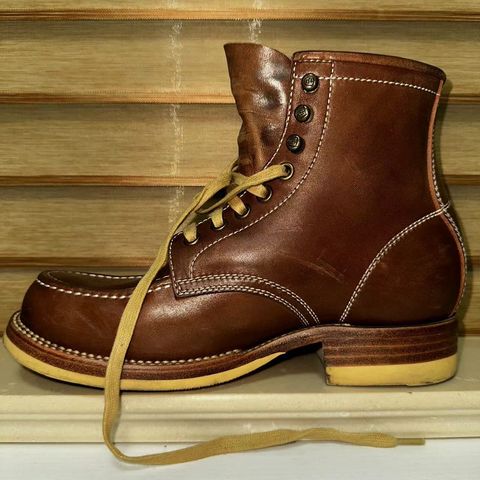 Flame Panda Moc Toe in Shinki Tan Latigo Horsehide