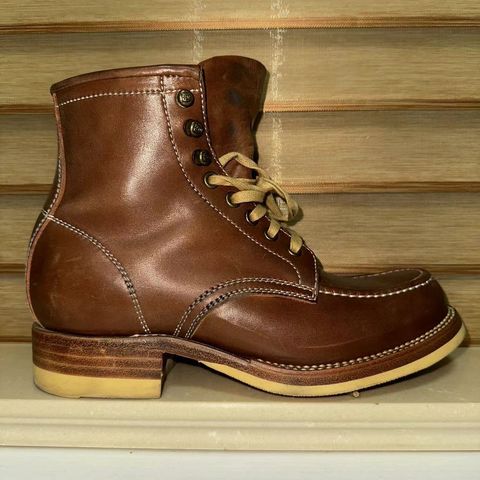 Flame Panda Moc Toe in Shinki Tan Latigo Horsehide