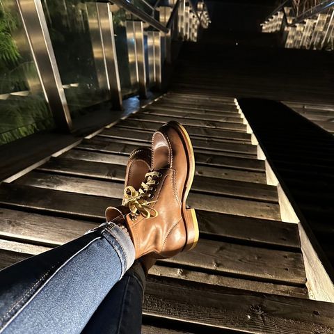 Flame Panda Moc Toe in Shinki Tan Latigo Horsehide