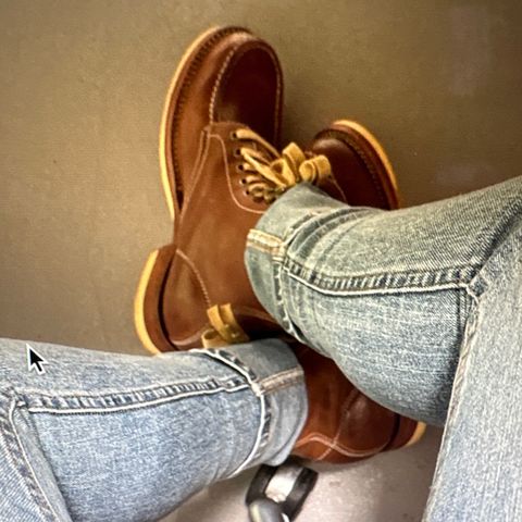 Flame Panda Moc Toe in Shinki Tan Latigo Horsehide
