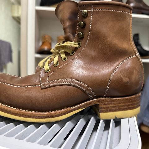 Flame Panda Moc Toe in Shinki Tan Latigo Horsehide