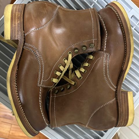 Flame Panda Moc Toe in Shinki Tan Latigo Horsehide