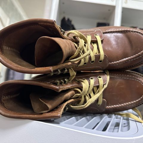 Flame Panda Moc Toe in Shinki Tan Latigo Horsehide