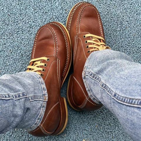 Flame Panda Moc Toe in Shinki Tan Latigo Horsehide