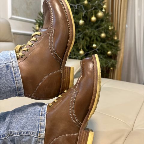 Flame Panda Moc Toe in Shinki Tan Latigo Horsehide