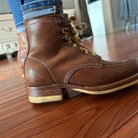 Flame Panda Moc Toe in Shinki Tan Latigo Horsehide