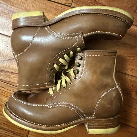 Flame Panda Moc Toe in Shinki Tan Latigo Horsehide