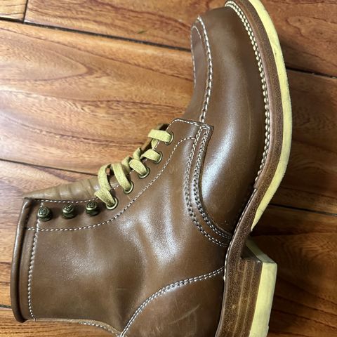 Flame Panda Moc Toe in Shinki Tan Latigo Horsehide