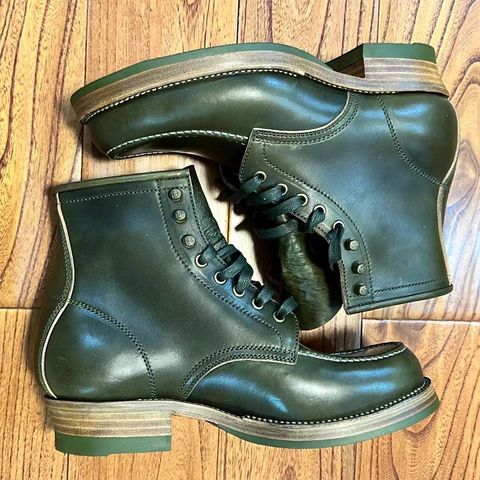 Flame Panda Moc Toe in Shinki Olive Oiled Horsebutt