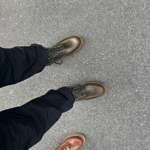 Flame Panda Moc Toe in Shinki Olive Oiled Horsebutt