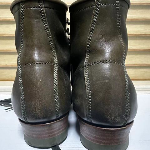 Flame Panda Moc Toe in Shinki Olive Oiled Horsebutt