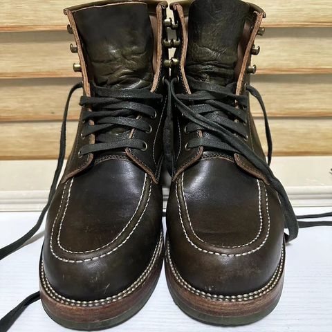 Flame Panda Moc Toe in Shinki Olive Oiled Horsebutt