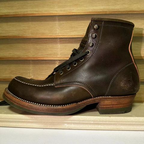 Flame Panda Moc Toe in Shinki Olive Oiled Horsebutt