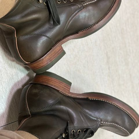 Flame Panda Moc Toe in Shinki Olive Oiled Horsebutt