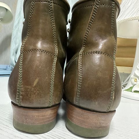Flame Panda Moc Toe in Shinki Olive Oiled Horsebutt