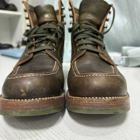 Flame Panda Moc Toe in Shinki Olive Oiled Horsebutt