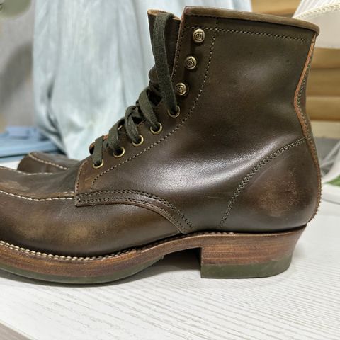 Flame Panda Moc Toe in Shinki Olive Oiled Horsebutt