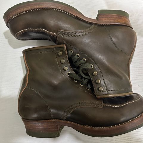 Flame Panda Moc Toe in Shinki Olive Oiled Horsebutt
