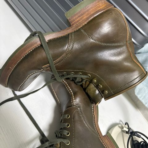 Flame Panda Moc Toe in Shinki Olive Oiled Horsebutt