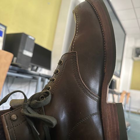 Flame Panda Moc Toe in Shinki Olive Oiled Horsebutt