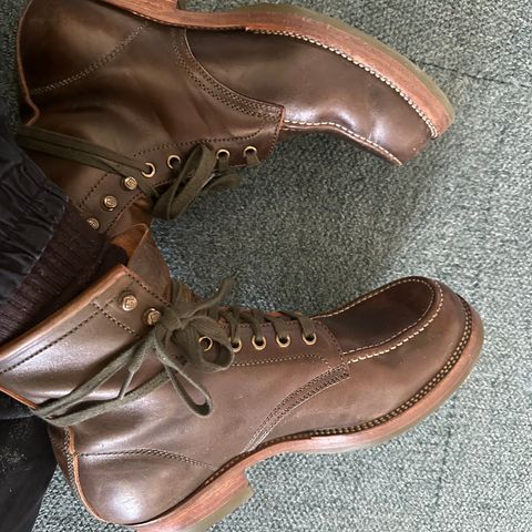 Flame Panda Moc Toe in Shinki Olive Oiled Horsebutt