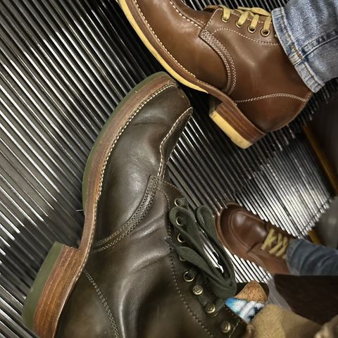 Flame Panda Moc Toe in Shinki Olive Oiled Horsebutt