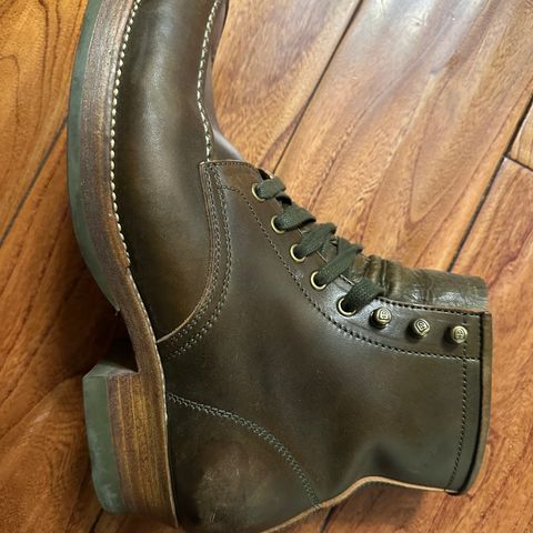 Flame Panda Moc Toe in Shinki Olive Oiled Horsebutt