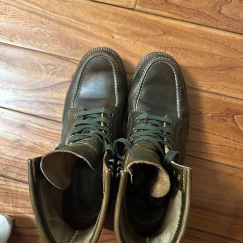 Flame Panda Moc Toe in Shinki Olive Oiled Horsebutt