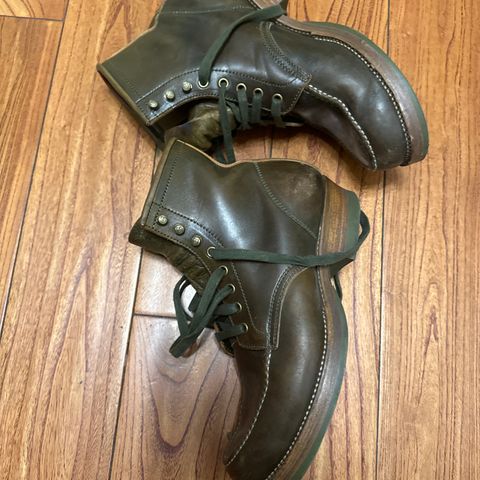 Flame Panda Moc Toe in Shinki Olive Oiled Horsebutt